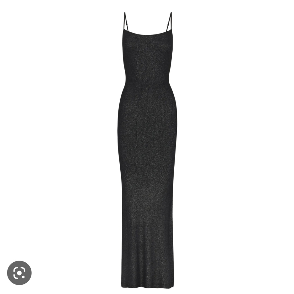 Skims limited edition shimmer SOFT LOUNGE dress in onyx XS